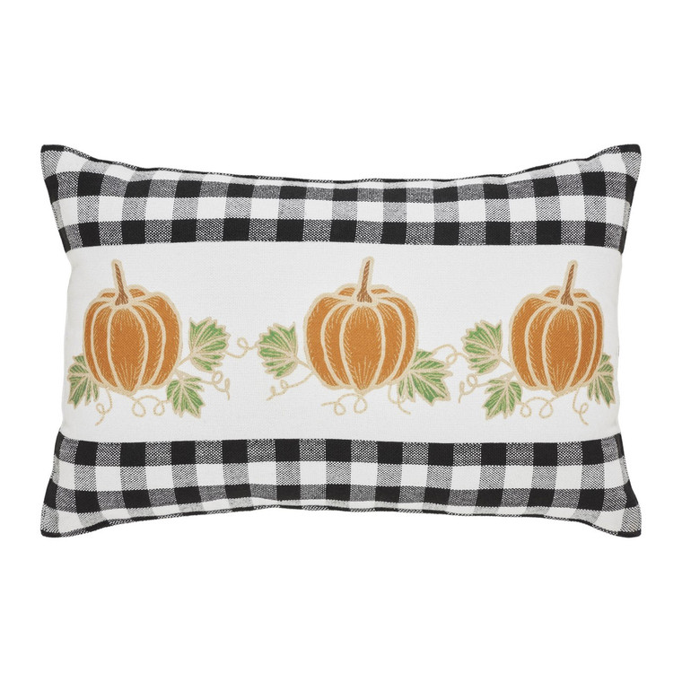 Annie Buffalo Check Black Pumpkin Patch Pillow - 14x22