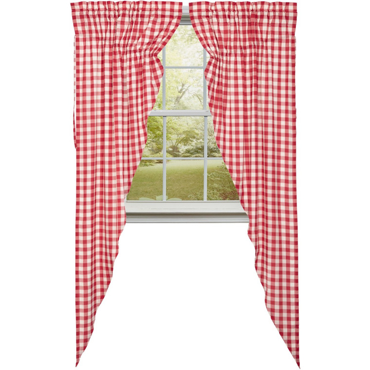 Annie Buffalo Check Red Prairie Gathered Curtains - 72x84