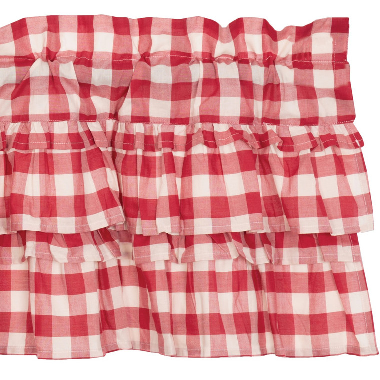 Annie Buffalo Check Red Valance - Ruffled 60x16