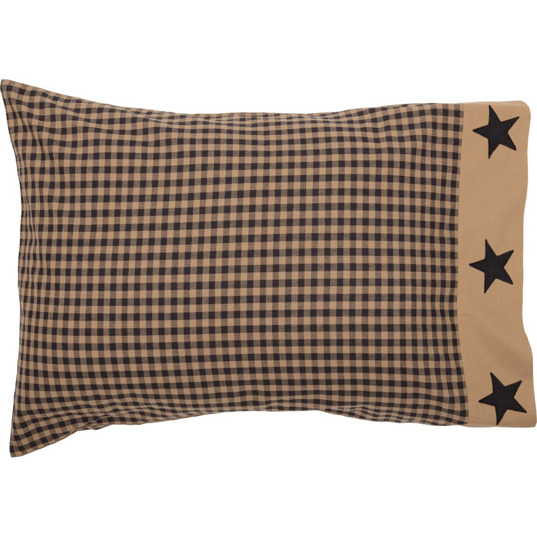 Black Check Star Pillowcases - Standard Set of 2