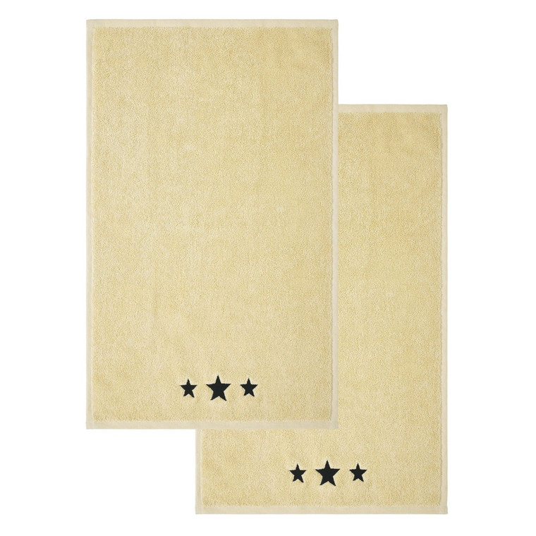Black Stars Creme Hand Towels - Set of 2