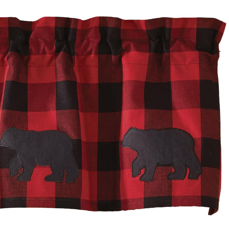 Buffalo Check Bear Applique Valance - 60x14