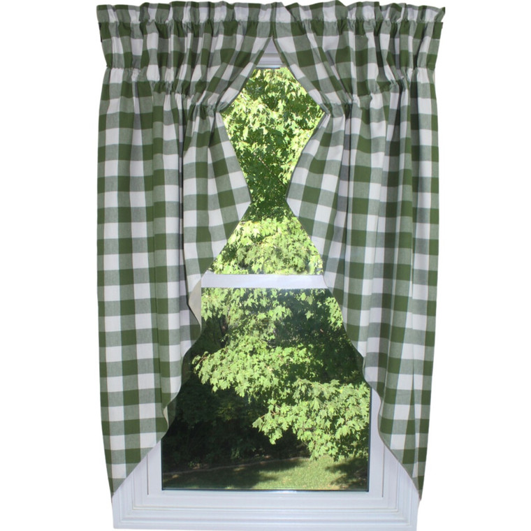 Buffalo Check Sage Prairie Gathered Curtains - 72x63