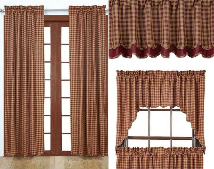 Burgundy Check Curtain Collection