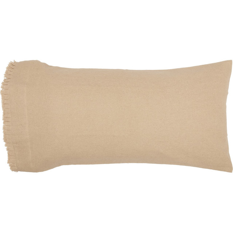 Burlap Vintage Fringed Ruffle Pillowcases - King Set of 2