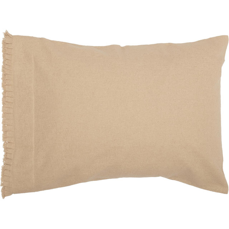 Burlap Vintage Fringed Ruffle Pillowcases - Standard Set of 2
