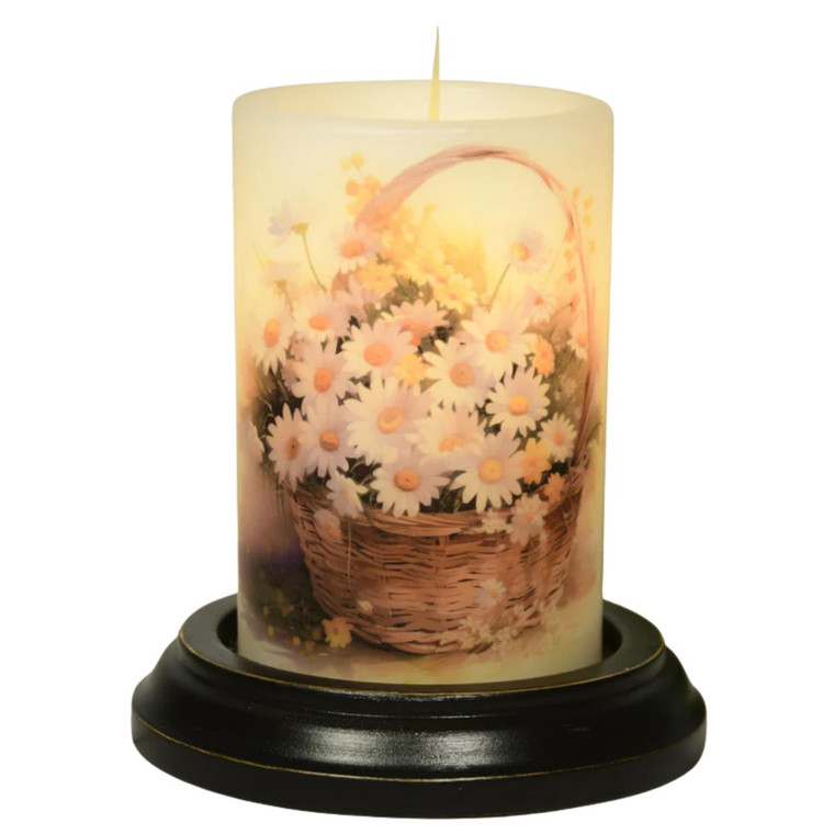 Candle Sleeve - White Daisy Basket Vanilla