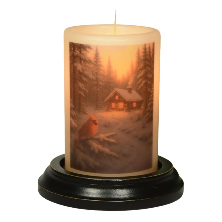 Candle Sleeve - Wooded Sunset Cardinal Antique Vanilla