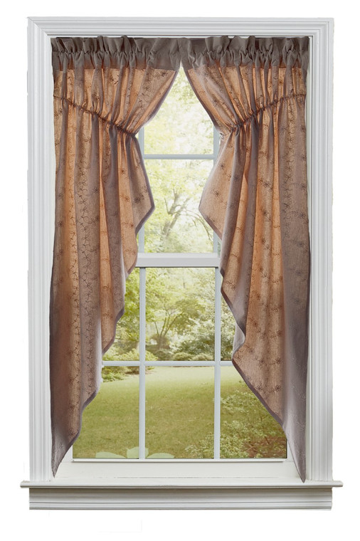 Candlewicking Prairie Gathered Curtains - Taupe 72x63