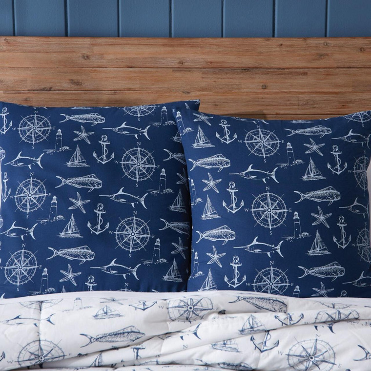Captain's Quarters Navy Pillow Sham - Euro