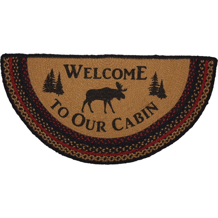Cumberland by VHC Jute Rug - Half Circle Welcome To Our Cabin 16.5 x 33