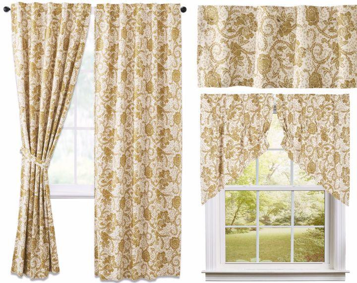 Dorset Gold Floral Curtain Collection
