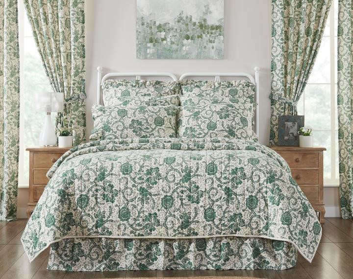 Dorset Green Floral Bedding Collection