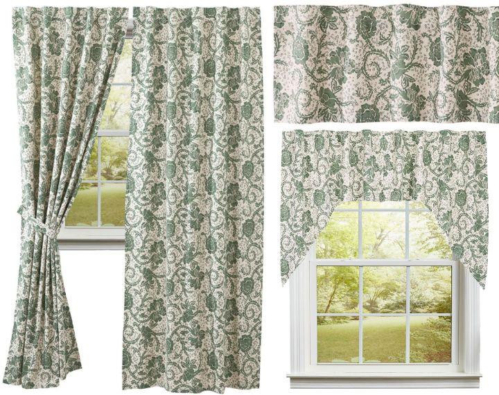 Dorset Green Floral Curtain Collection