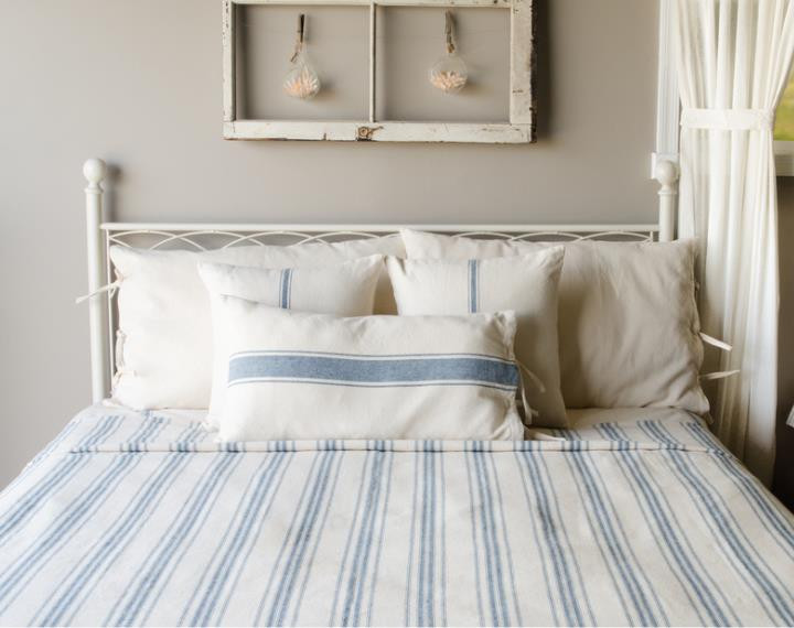 Grain Sack Stripe Colonial Blue Bedding Collection