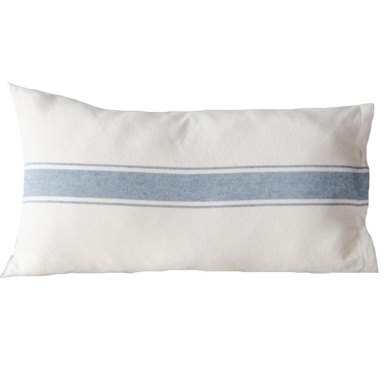 Grain Sack Stripe Colonial Blue Lumbar Pillow Cover - 15x27