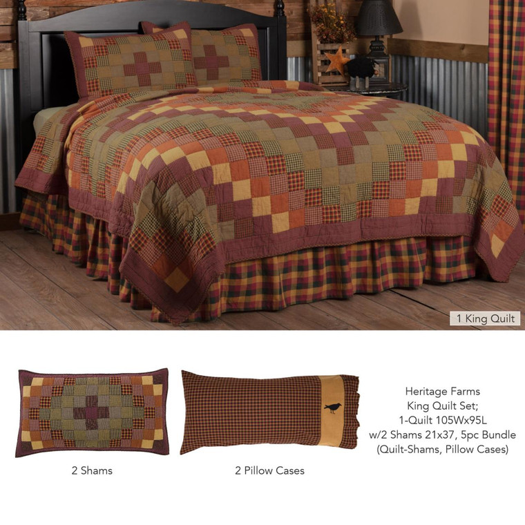 Heritage Farms King Bundle - 1 Quilt, 2 Shams, 2 Pillowcases