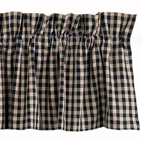 Heritage House Check Black Valance - 72x15.5