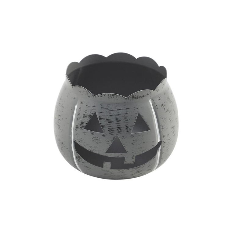 Jack O Lantern Candle Holder - Antique Grey 5.25x4.25