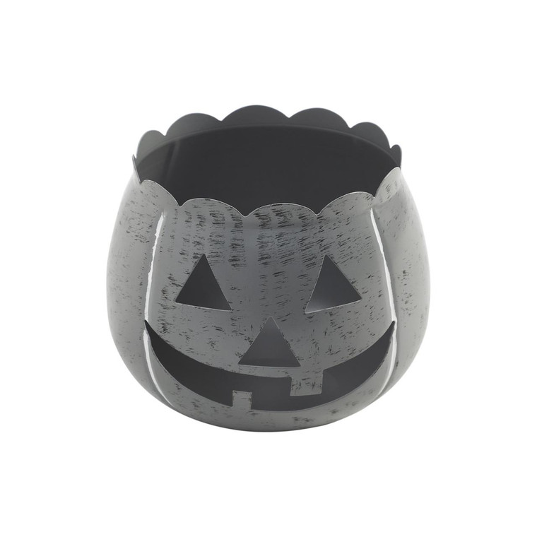 Jack O Lantern Candle Holder - Antique Grey 7.5x6.25