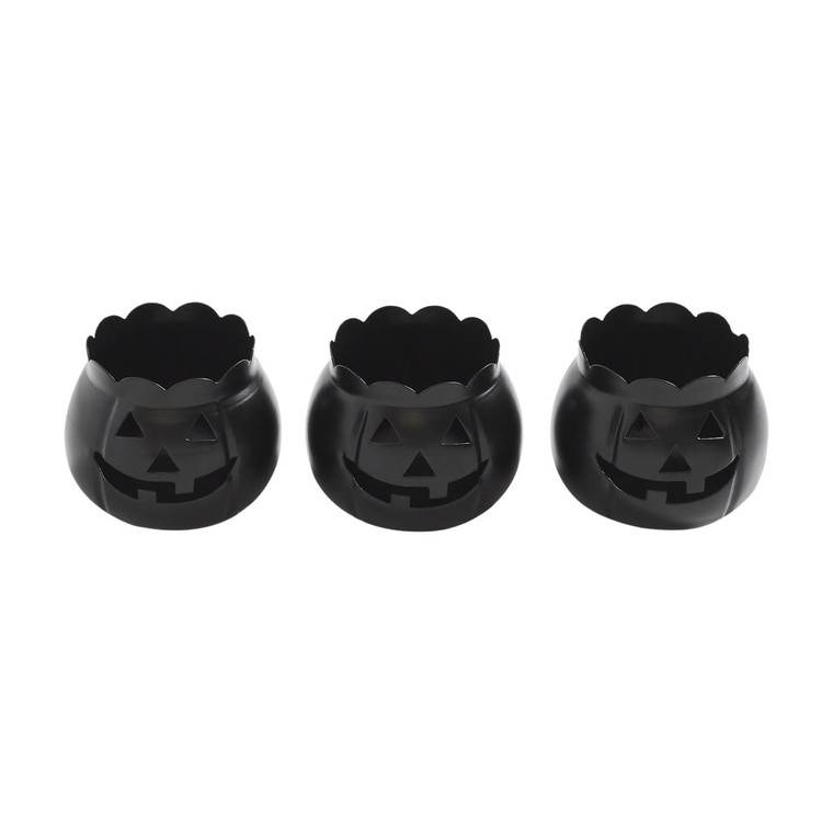 Jack O Lantern Candle Holders - Black Set of 3