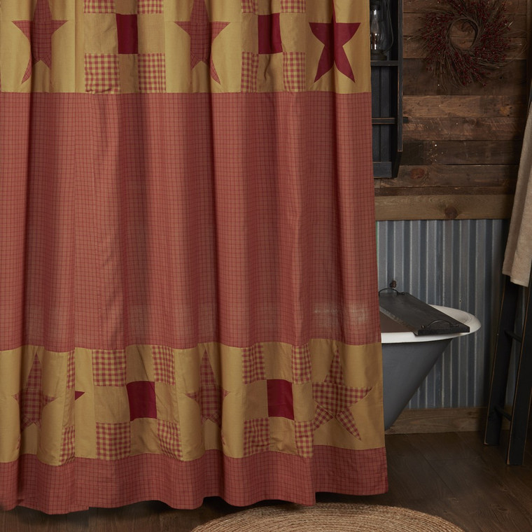 Ninepatch Star Shower Curtain - Patchwork Border