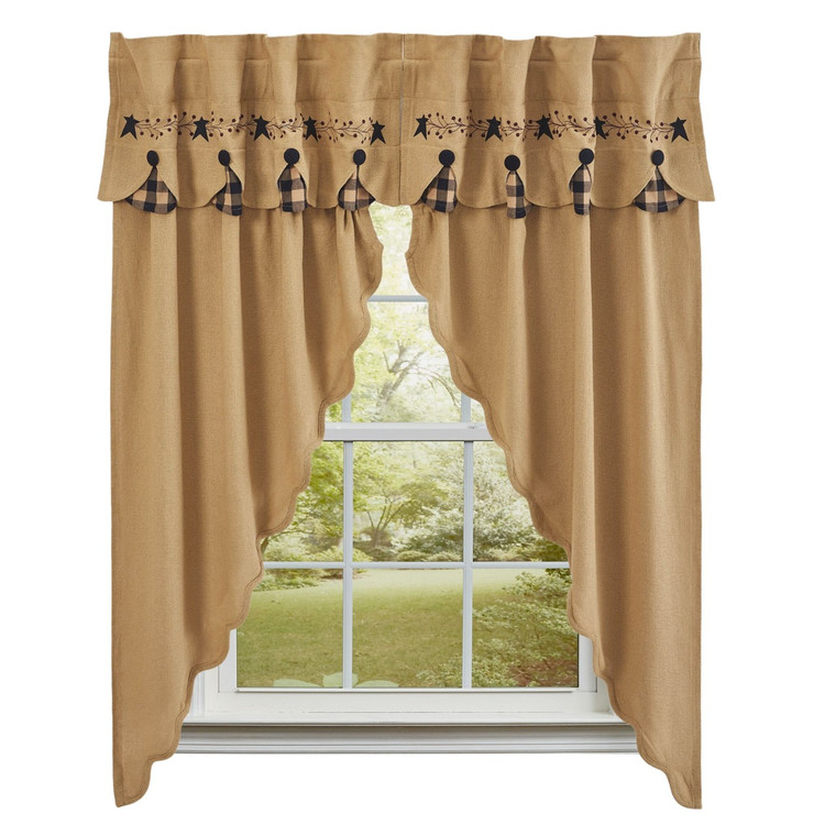 Pip Vinestar Lined Layered Prairie Gathered Curtains - Set of 2 72x63