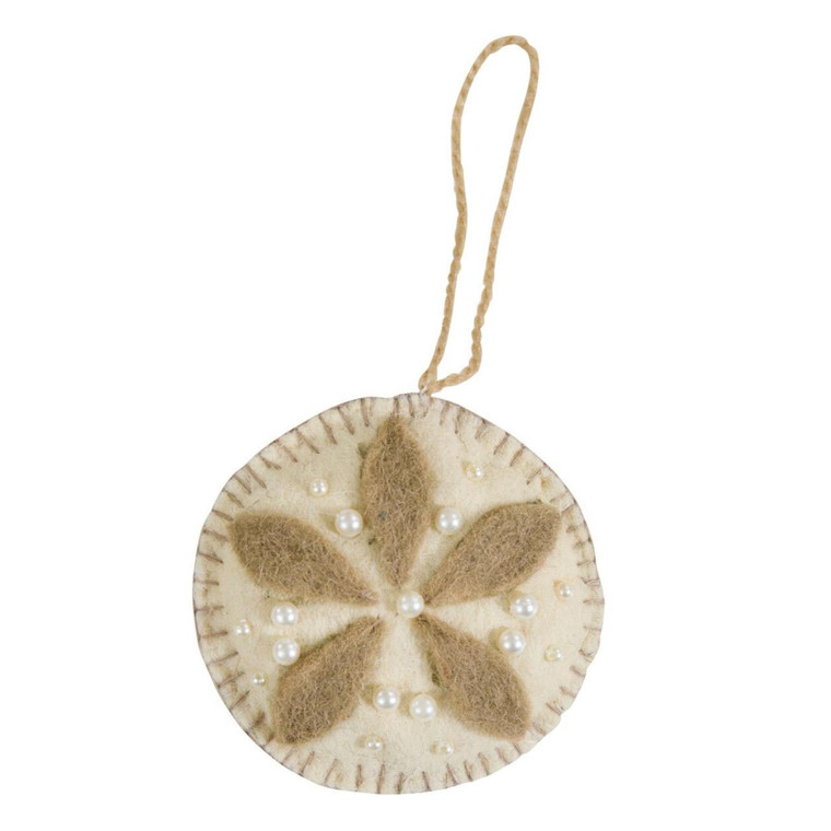 Sand Dollar Felt Ornaments - Set of 2
