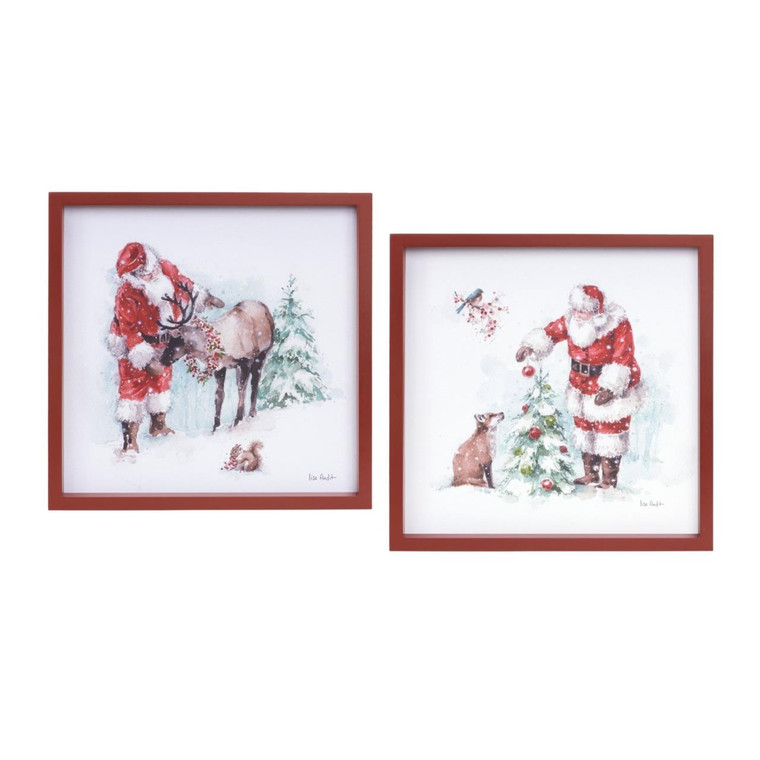 Santa & Animal - Framed Set of 2 14x14