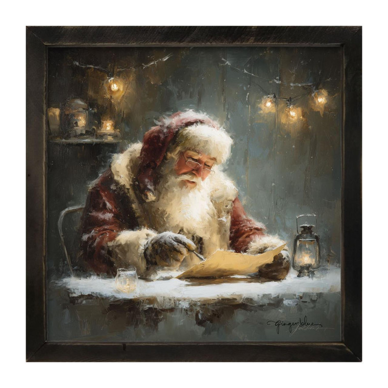 Santa Making His List - Black Frame 25x25