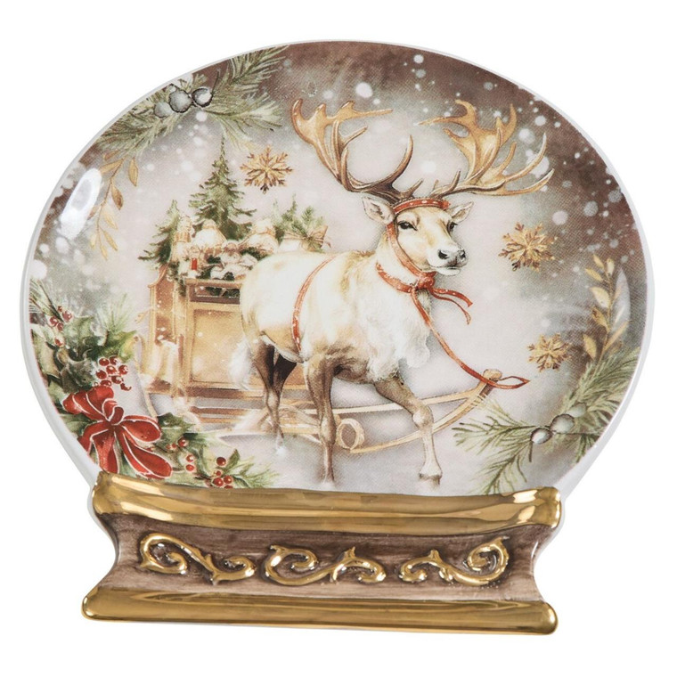 Snow Globe Reindeer Spoon Rest
