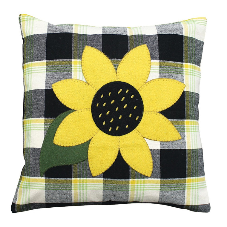 Sunflower Buffalo Check Buttermilk  Pillow - Black - Final Sale