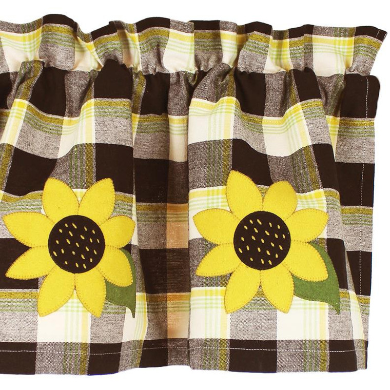 Sunflower Buffalo Check Buttermilk Valance - Black 72x15.5 - Final Sale