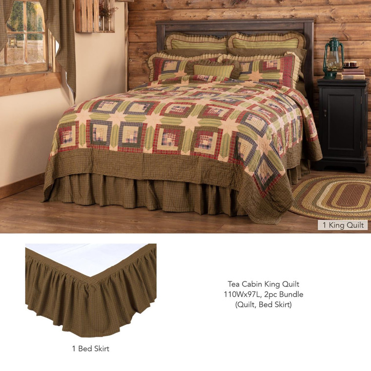 Tea Cabin  King Bundle - 1 Quilt, 1 Bed Skirt