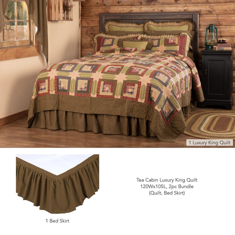 Tea Cabin Luxury King Bundle - 1 Quilt, 1 Bed Skirt