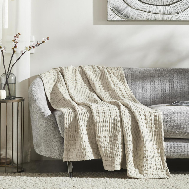 VHC Brands Waffle Weave Natural Throw Blanket - 50x60