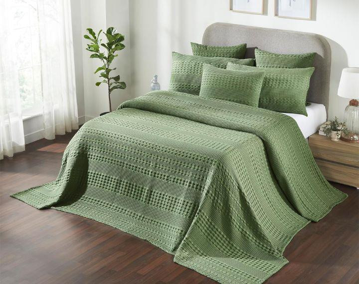 VHC Brands Waffle Weave Olive Green Bedding Collection