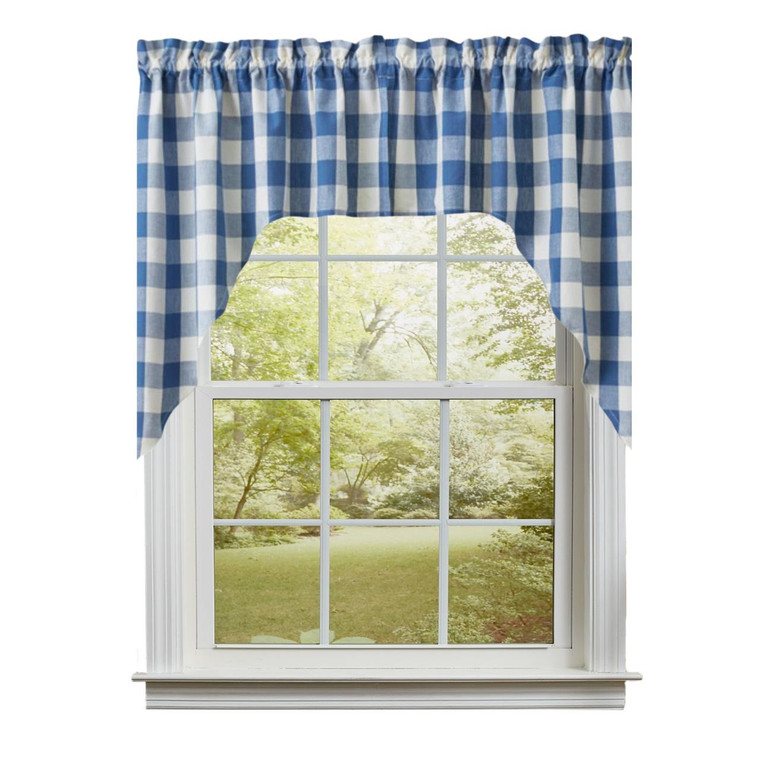 Wicklow Check China Blue Swags - 72x36