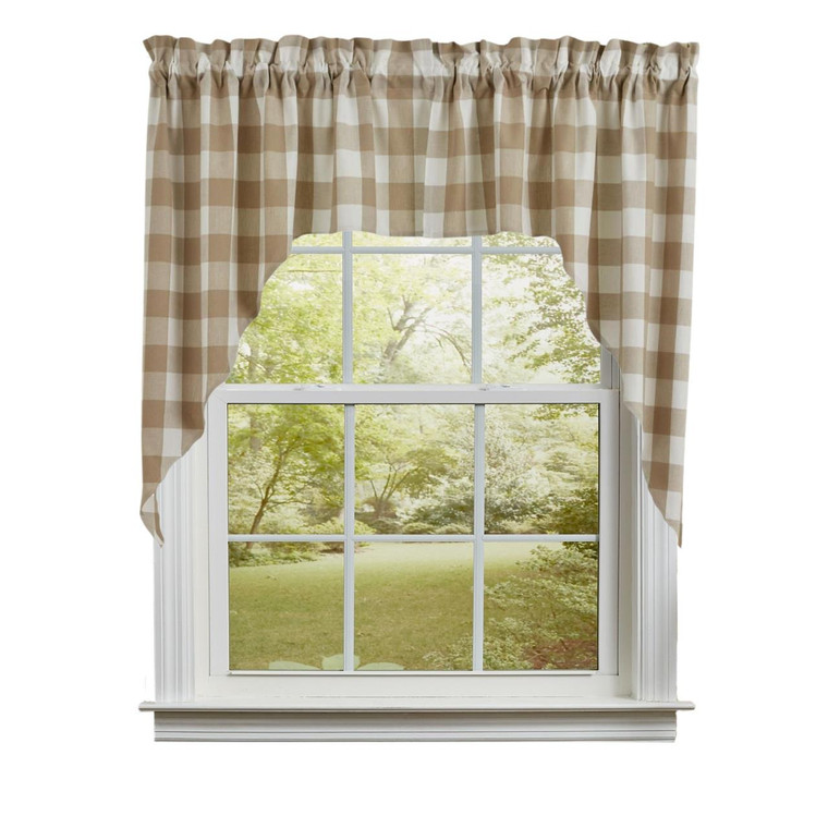 Wicklow Check Natural Swags - 72x36